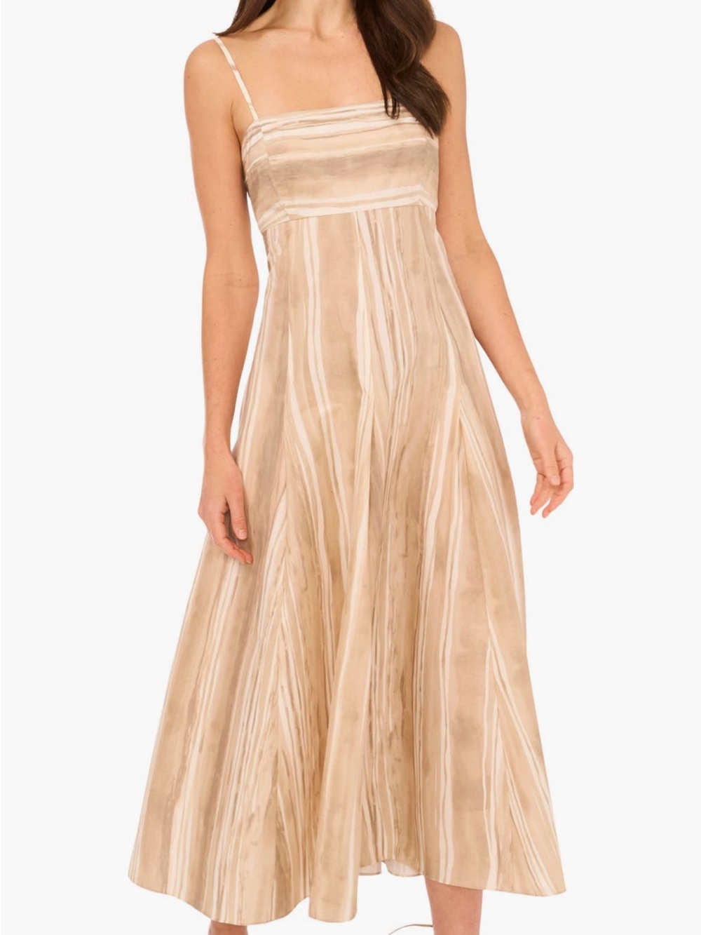 Parker Beige Marble-Stripe Midi Dress
